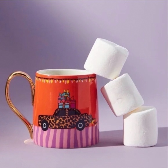 Anthropologie Kendra Dandy Gifts In Transport Christmas Mug - Picture 1 of 1